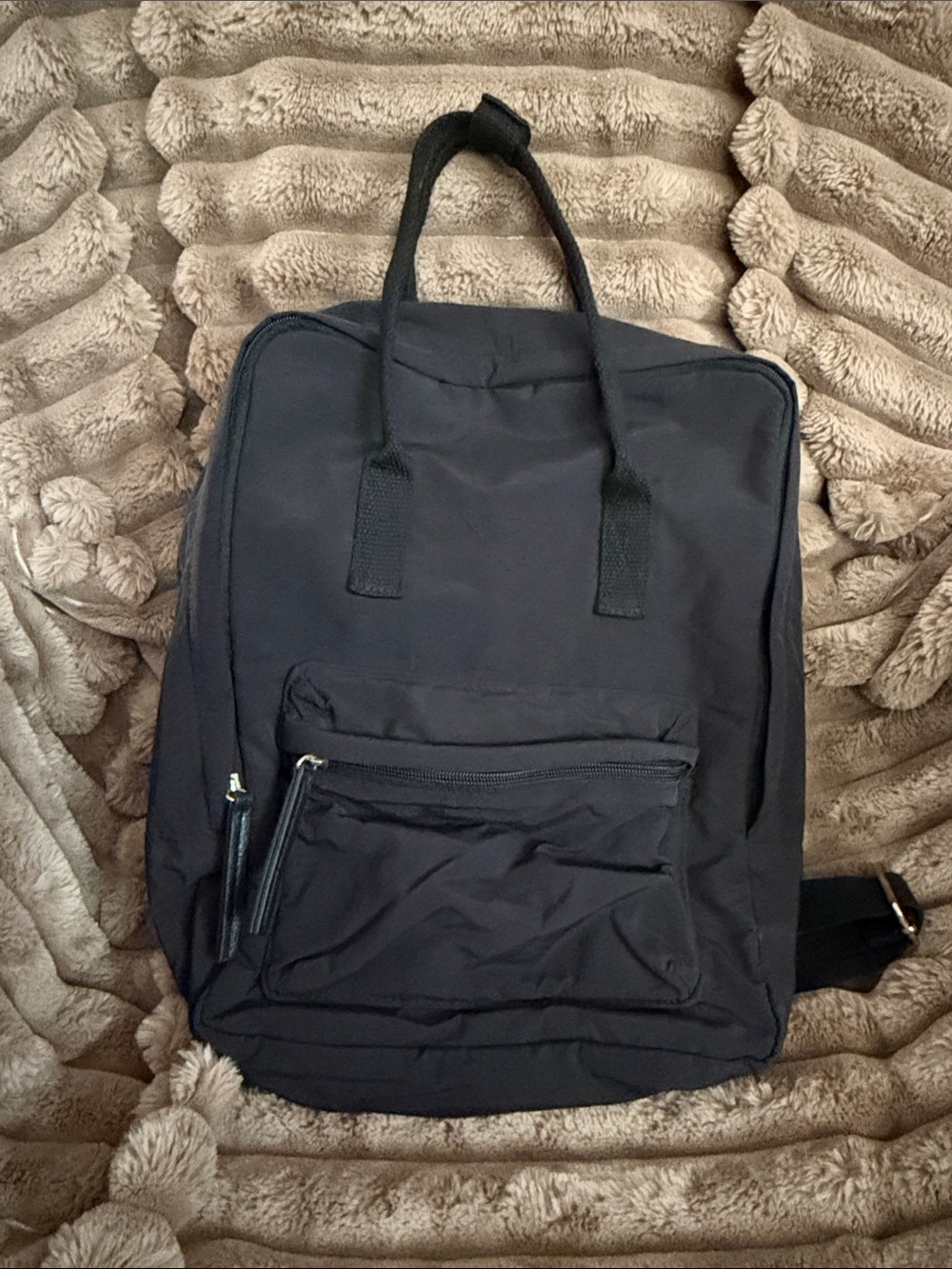 Madden Girl Black Nylon Backpack with Front Zip Pocket